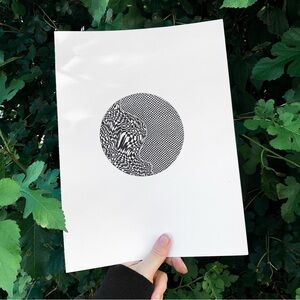 Distorted checkerboard art original drawing